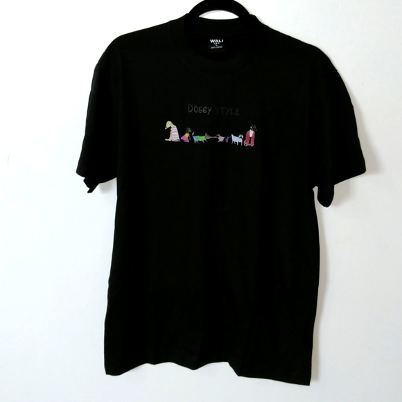 Doggie Style Short Sleeve Crew Neck Black T-Shirt - Picture 1 of 4